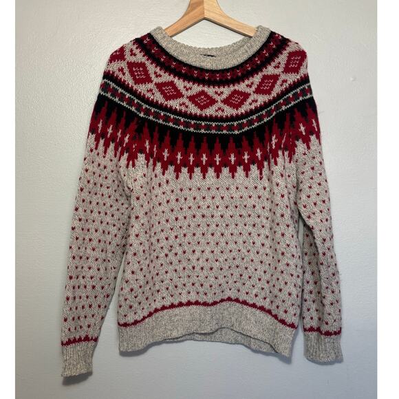 Vintage Mens Size M Woolrich Sweater Hand Knit Wool Chunky Aztec Western Sweater - Picture 2 of 5